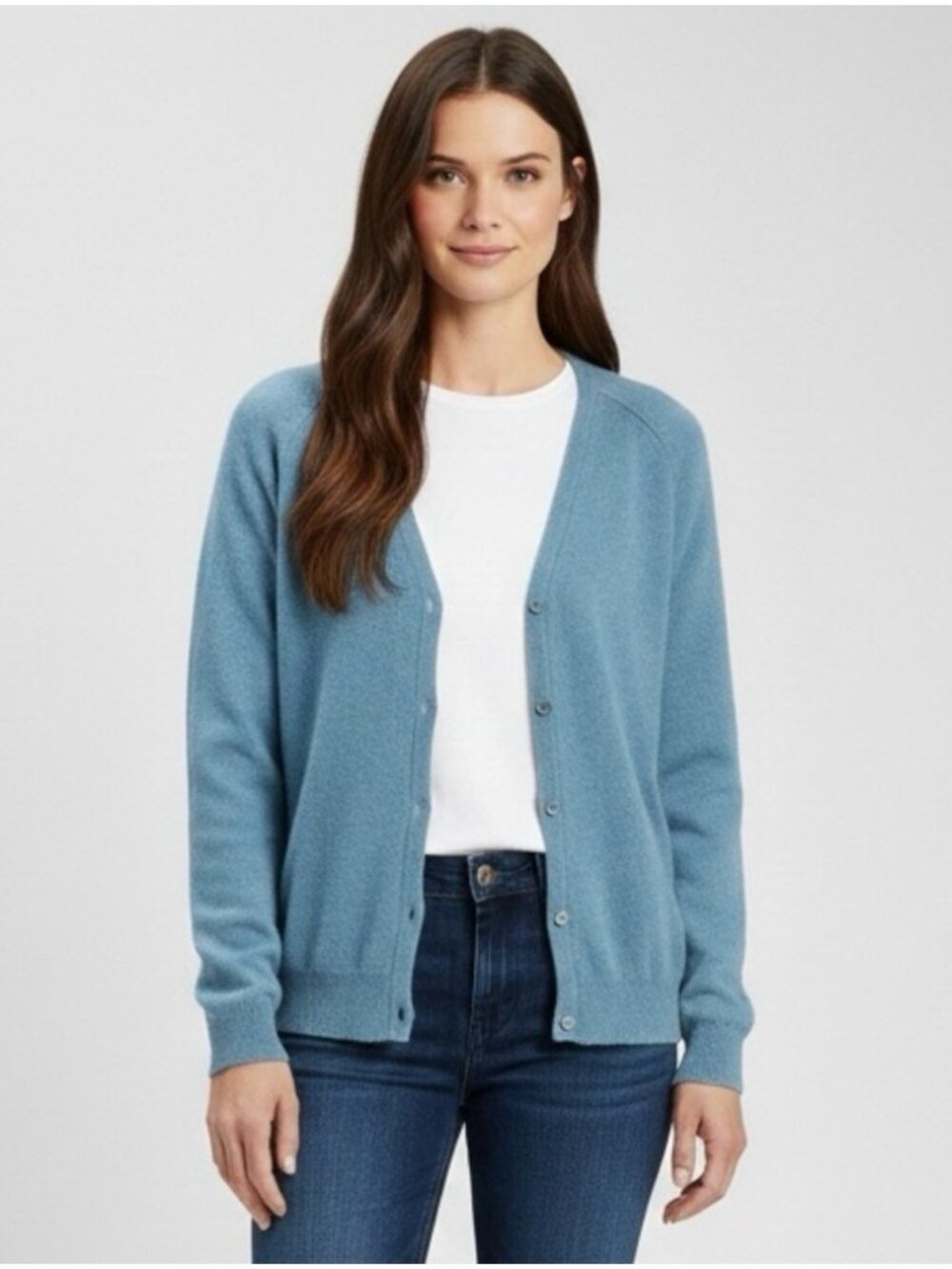 Lochmere Blue Cashmere Cardigan Sweater - Small 🏴󠁧󠁢󠁳󠁣󠁴󠁿